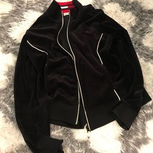 Tommy Hilfiger Velvet Black ZIP Up Jacket Spellout